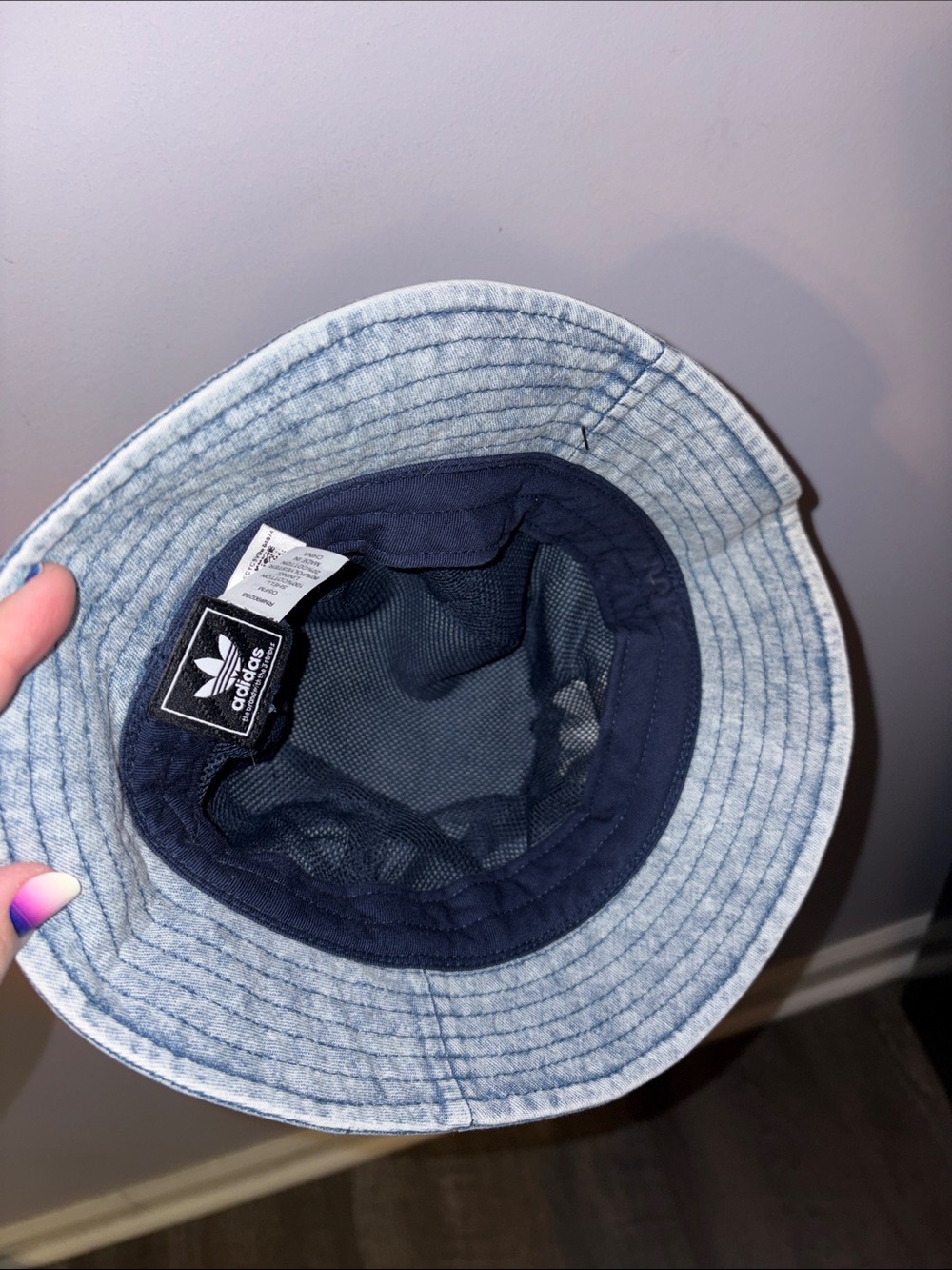 Adidas Chambray Denim Blue Wash Embroidered Logo Bucket Hat OSFM 2021 style - Picture 9 of 14